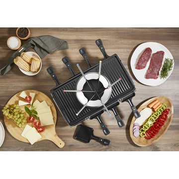 Gratar electric cu fondue ZILAN ZLN8856 – Raclette 3 in 1, 1400W, Termostat reglabil, Antiaderent, Negru