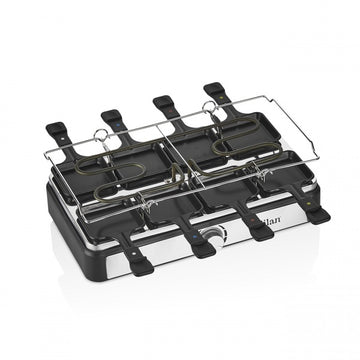Gratar electric cu raclette ZILAN ZLN8863 – 1400W, Placa piatra + aluminiu, Termostat reglabil, Antiaderent, Gri