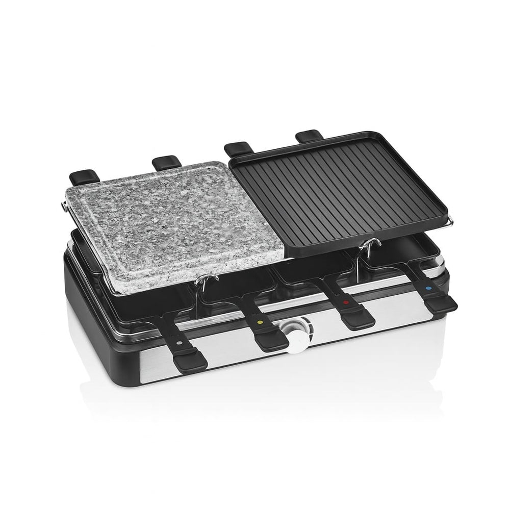 Gratar electric cu raclette, Zilan ZLN8863, placa de piatra si aluminiu, 1400W, termostat reglabil, gri