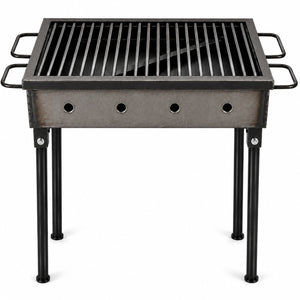 Gratar gradina profesional Pexor S 30 X 40 CM metal gros 3 MM, pentru carbune si lemne, sita inox, picioare 40 cm, gri