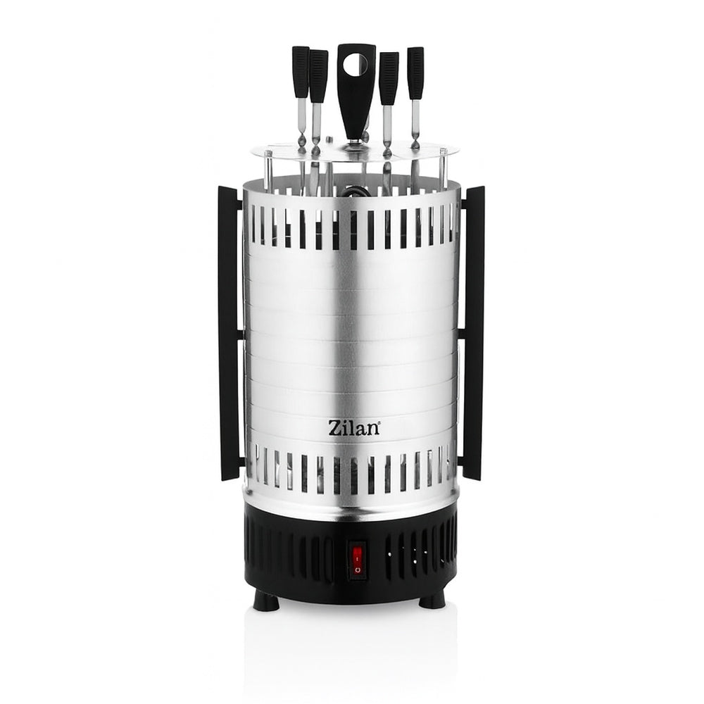Gratar vertical 900W, Zilan ZLN5565, 5 bete inox, rotatie automata, argintiu