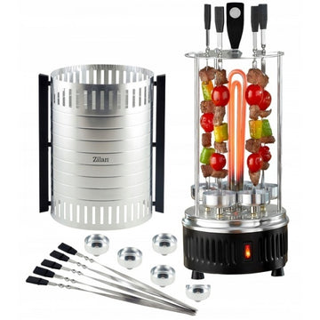 Gratar vertical ZILAN ZLN5565 – 900W, Rotatie automata, 5 frigarui, argintiu