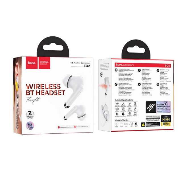 Handsfree Bluetooth Hoco EQ2 Thought, TWS, BT 5.3 - Alb
