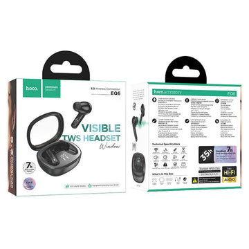 Handsfree Bluetooth Hoco Shadow EQ6, TWS, BT 5.3 - Negru