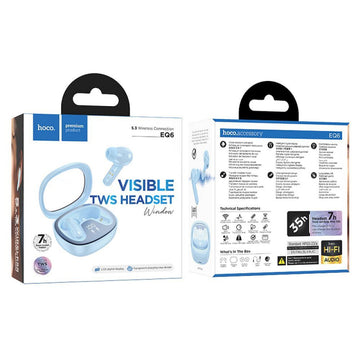 Handsfree Bluetooth Hoco Shadow EQ6, TWS, BT 5.3 - Albastru