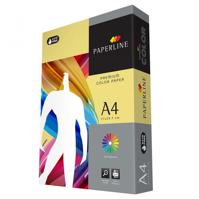 Hartie colorata A4 Paperline 160, 80g/mp, galben pastel, top 500 coli