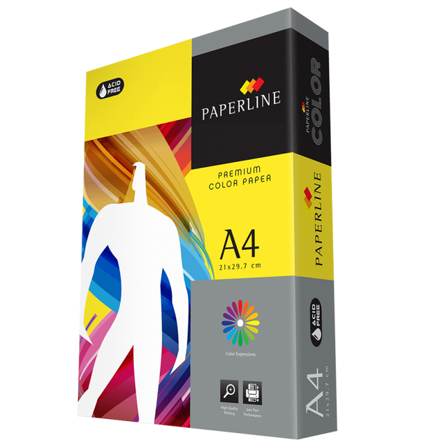 Hartie colorata A4 Paperline 210, 80g/mp, galben intens, lemon, top 500 coli
