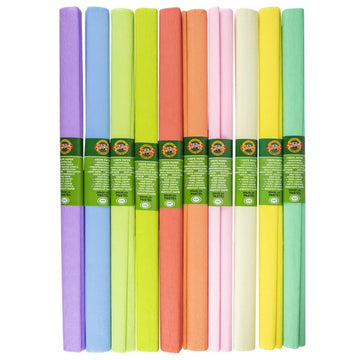 Hartie creponata Koh-i-noor K9755-39, 50x200cm, diverse culori pastel, set 10 buc