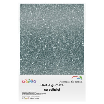 Hartie gumata cu sclipici A4, 2mm, verde Craciun, set 10 coli, Colorarte