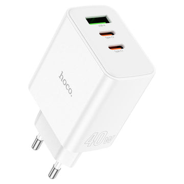 Incarcator Retea Hoco C126A, 40W, 2xUSB-C, 1xUSB-A, PD, QC 3.0 - Alb