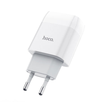 Incarcator Retea + Cablu Lightning Hoco C73A, 18W, 2.4A, 2xUSB-A, QC 3.0 - Alb