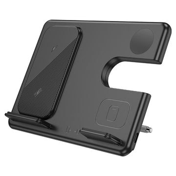 Statie Incarcare Wireless Hoco CQ2 pentru Samsung Series 5V 3A, Samsung Series, 5V, 3A, Desktop Stand, Magnetic, 3 in 1 - Negru