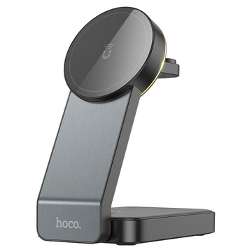 Statie Incarcare Wireless Hoco CQ3, MagSafe, 15W, Qi Charging, Stand, 3 in 1 - Negru