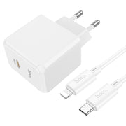 Incarcator Retea + Cablu Lightning Hoco CS13A, 20W, 1xUSB-C, PD - Alb