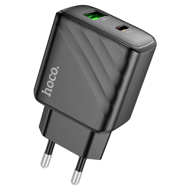 Incarcator Retea Hoco CS23A, PD30W, 5V, 3A, 1xUSB-C, 1xUSB-A, FCP/AFC - Negru