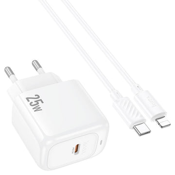 Incarcator Retea Hoco CS53A, PD25W, USB-C + Cablu Lightning, 1m, Fast Charging - Alb