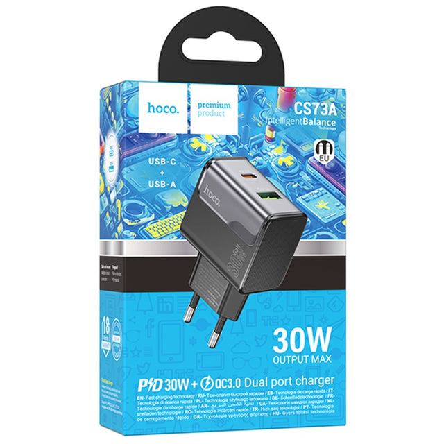 Incarcator Retea Hoco CS73A, PD30W+QC3.0 1xUSB-C, 1xUSB, FastCharge - Alb