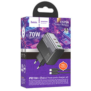 Incarcator Retea Hoco CS75A, PD70W, 2xUSB-C, 1xUSB, Starspeed - Negru