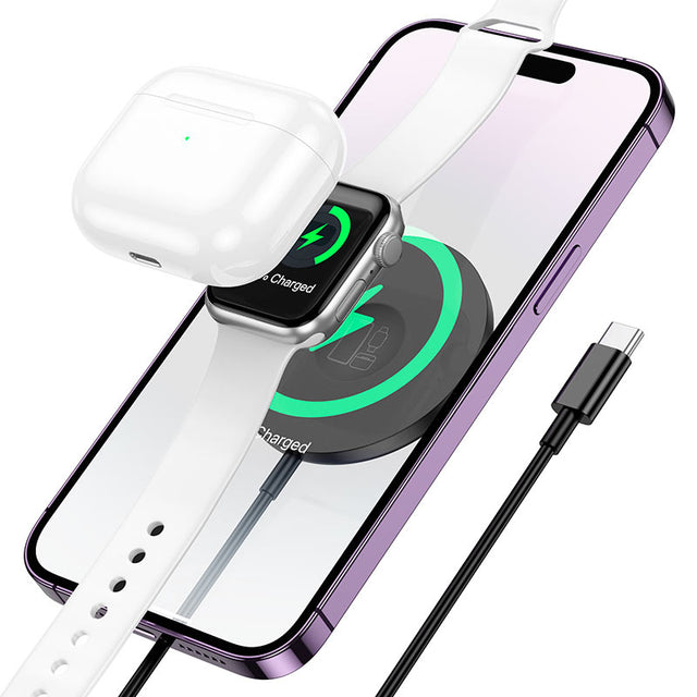Incarcator Wireless Hoco CW50, AP Series, 15W, Qi Charging, Fast - Negru