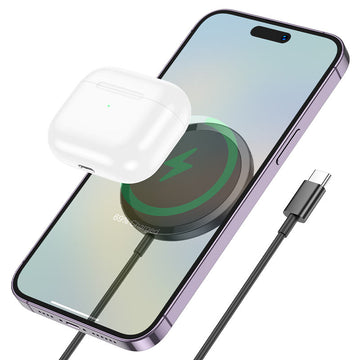 Incarcator Wireless Hoco CW52, Magnetic, 15W, Qi Charging, Fast, Universal - Negru