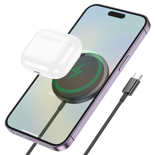 Incarcator Wireless Hoco CW52, Magnetic, 15W, Qi Charging, Fast, Universal - Negru