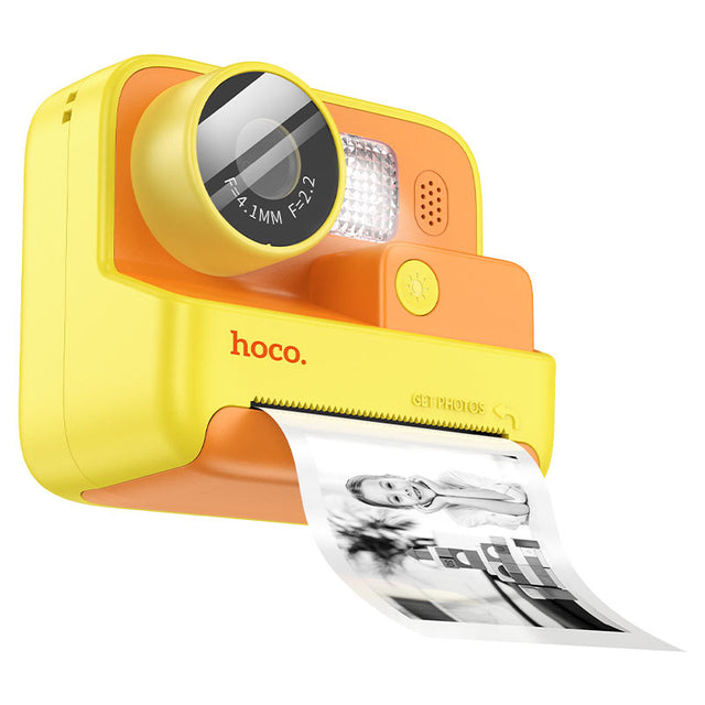 Camera Foto/Video Hoco DV200, cu Imprimanta, pentru Copii, Instant Print, 48MP - Galben