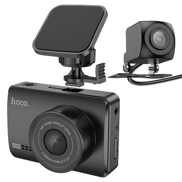 Camera de Bord Hoco DV3, Video Dual Channel Front+Back, LCD 2.45 inch, Cablu Back 5.5m - Negru