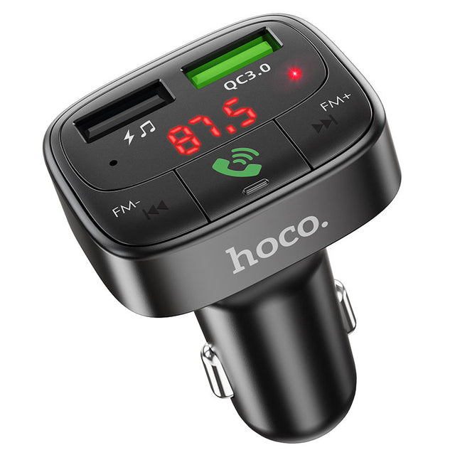 Modulator FM Hoco E59, 18W, 5V, 3.1A, 2xUSB-A, QC 3.0 - Negru
