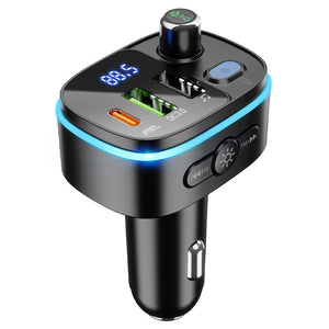 Modulator FM Hoco E62, 20W, 5V, 1.5A, 1xUSB-C, 1xUSB-A, Multicolor LED - Negru
