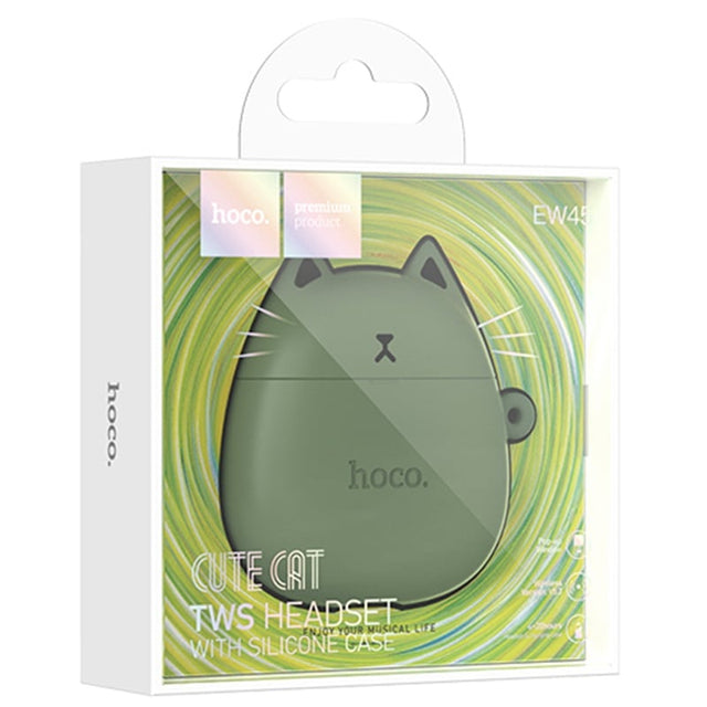 Handsfree Bluetooth Hoco EW45 Magic Cat, TWS, BT 5.3 - Verde