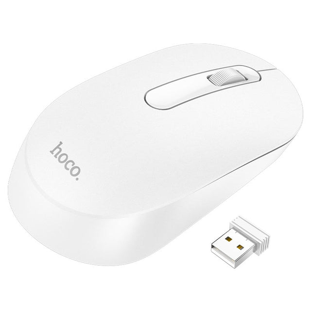 Mouse Wireless Hoco GM14, 1.200 DPI, 3D Button - Alb
