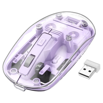 Mouse Hoco GM29, pentru PC/Laptop, Dual Mode BT / Wireless - Transparent / Mov