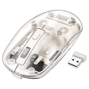 Mouse Hoco GM29, pentru PC/Laptop, Dual Mode BT / Wireless - Transparent / Alb