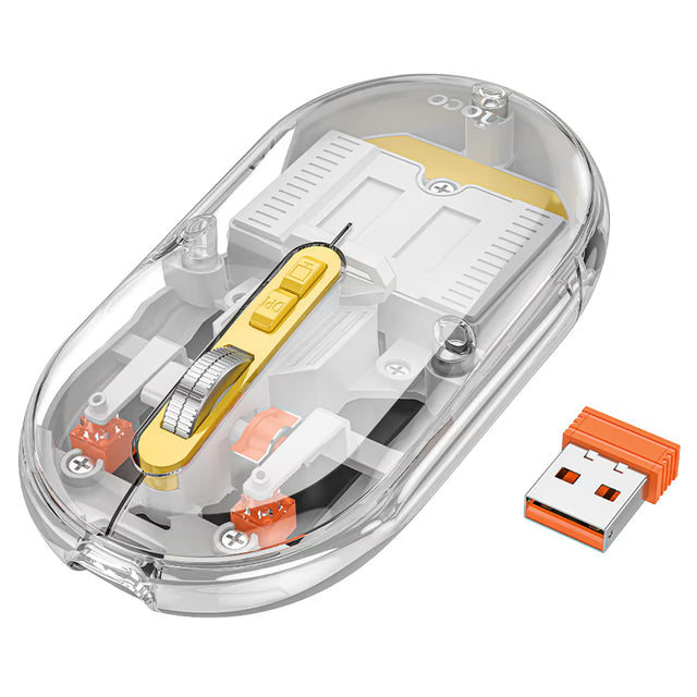 Mouse Dual HOCO GM35, BT 5.0/ Wireless 2.4G, 1.600 DPI, 5 Buttons - Transparent / Gri