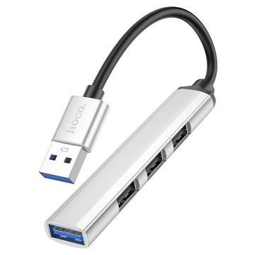 Adaptor OTG Transfer Hoco HB26, USB-C la USB-A 3.0, 3 X USB-A 2.0 - Argintiu