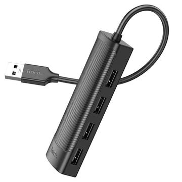 Hub USB Hoco HB41, Multiport, USB-A la 4 X USB-A 2.0, 480Mps, 1.2m - Negru