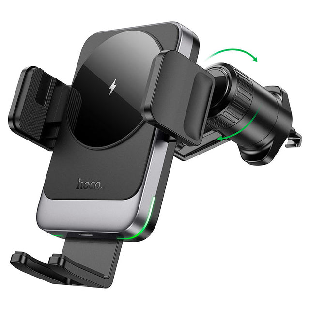 Suport Auto cu Incarcare Wireless Hoco HW13, cu Cleme Laterale, Ventilatie, AutoGravity - 