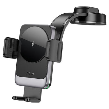 Suport Auto cu Incarcare Wireless Hoco HW14, cu Cleme Laterale, Montaj Bord, AutoGravity - Negru