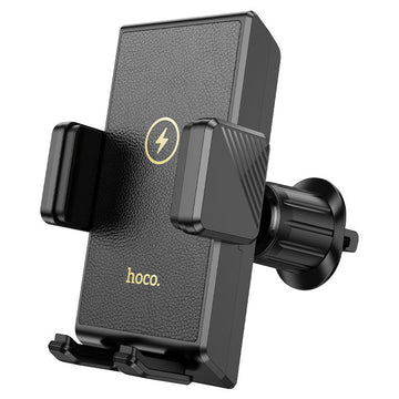 Suport Auto cu Incarcare Wireless Hoco HW21, cu Cleme Laterale, Ventilatie - Negru