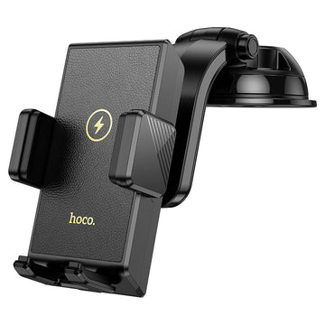 Suport Auto cu Incarcare Wireless Hoco HW22, cu Cleme Laterale, Montaj Bord, AutoGravity - Negru