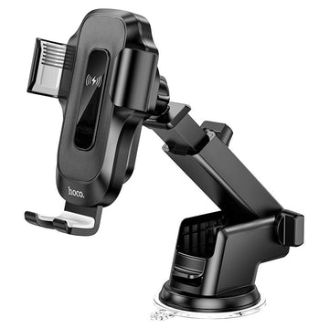 Suport Auto cu Incarcare Wireless Hoco HW3, cu Cleme Laterale, Montaj Bord, AutoGravity - Negru