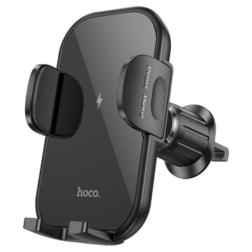 Suport Auto cu Incarcare Wireless Hoco HW4, cu Cleme Laterale, Ventilatie, MultiAngle - Negru