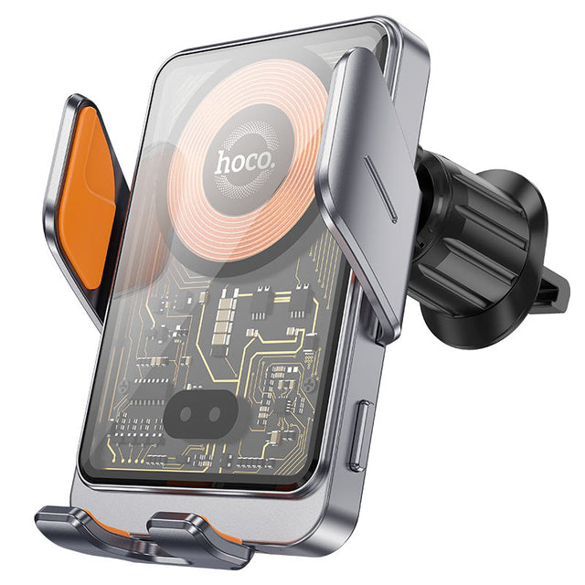 Suport Auto cu Incarcare Wireless Hoco HW7, cu Cleme Laterale, Ventilatie, AutoSensor Lock