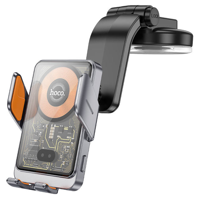 Suport Auto cu Incarcare Hoco HW8, cu Cleme Laterale, Montaj Bord, AutoSensor Lock - Gri