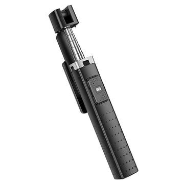 Suport Stand Hoco K18, tip Selfie, 2 in 1, Telescopic, Inox, cu Telecomanda BT - Negru
