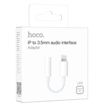 Cablu Audio Hoco LS34, Lightning la Jack 3.5mm F, 8cm - Alb