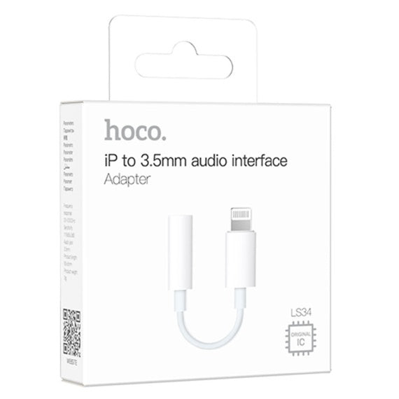 Cablu Audio Hoco LS34, Lightning la Jack 3.5mm F, 8cm - Alb