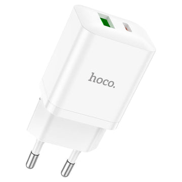 Incarcator Retea Hoco N28, 20W, 1xUSB-C, 1xUSB-A, PD, QC 3.0 - Alb