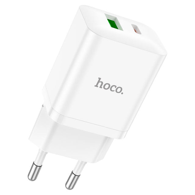 Incarcator Retea Hoco N28, 20W, 1xUSB-C, 1xUSB-A, PD, QC 3.0 - Alb