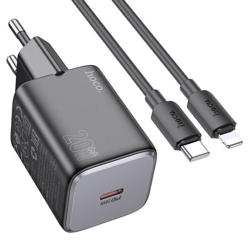 Incarcator Retea + Cablu Lightning Hoco N40, 20W, 1xUSB-C, PD - Negru